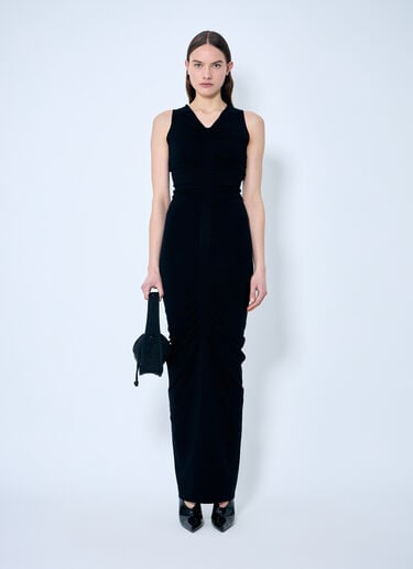Ruched Wide V Neck Maxi Dress Alexander Wang Ruched Wide V Neck Maxi Dress Black awg0259009