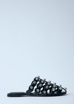 Alexander Wang Rexa Cage Leather Slides Black awg0259035