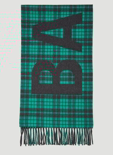 Logo Motif Tartan Scarf Balenciaga Logo Motif Tartan Scarf Green bal0143055