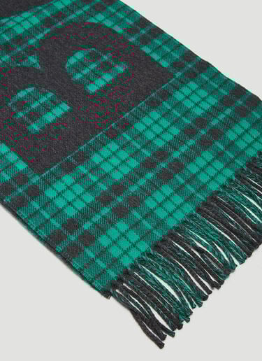 Logo Motif Tartan Scarf Balenciaga Logo Motif Tartan Scarf Green bal0143055