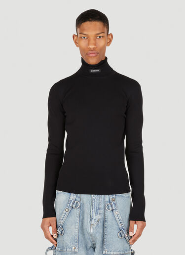 Logo Motif Turtleneck Sweater Balenciaga Logo Motif Turtleneck Sweater Black bal0147060