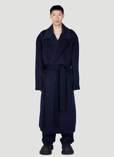 Balenciaga Raglan Belted Coat Dark Blue bal0151004