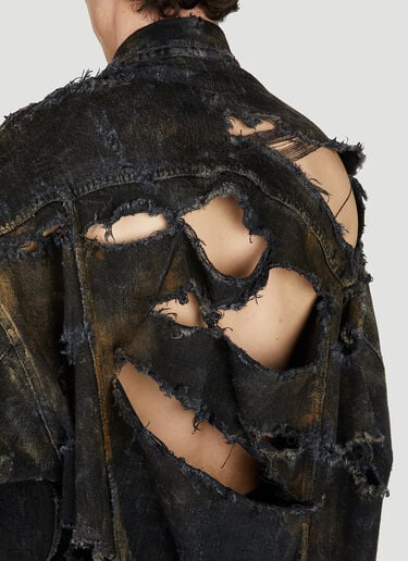 Destroyed Denim Jacket Balenciaga Destroyed Denim Jacket Black bal0152041