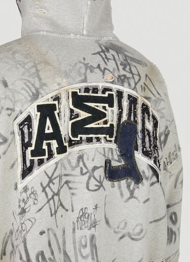 Balenciaga Scribbled Zip Up Hooded Sweatshirt Grey bal0152055