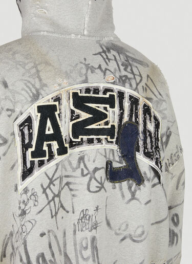Scribbled Zip Up Hooded Sweatshirt Balenciaga Scribbled Zip Up Hooded Sweatshirt Grey bal0152055