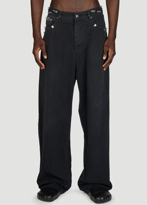 Balenciaga 穿孔宽松牛仔裤 黑色 bal0155010