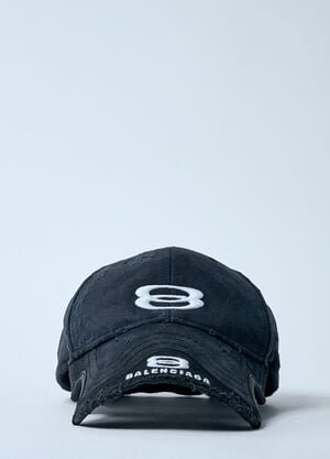 Balenciaga 더블 로고 자수 베이스볼 캡  블랙 bal0159025