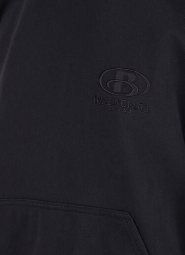 Logo Embroidery Hooded Sweatshirt Balenciaga Logo Embroidery Hooded Sweatshirt Black bal0246065