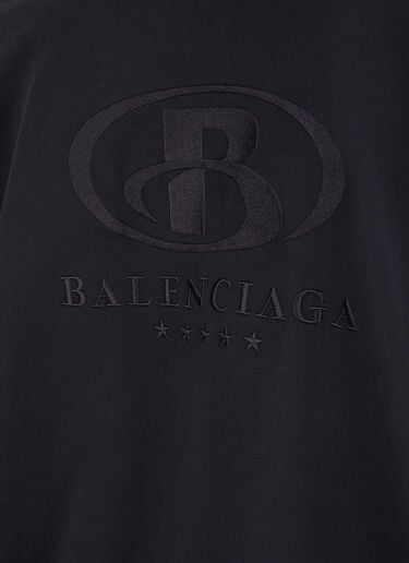 Logo Embroidery Hooded Sweatshirt Balenciaga Logo Embroidery Hooded Sweatshirt Black bal0246065