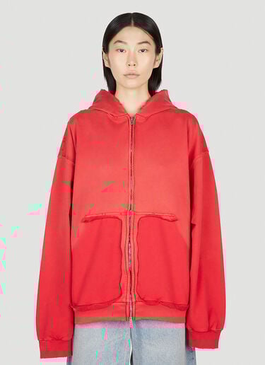 Balenciaga Logo Print Hooded Sweatshirt Red bal0252032