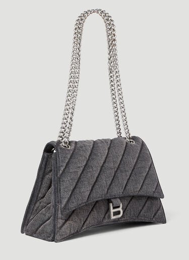 Balenciaga Crush Chain Denim Shoulder Bag Grey bal0253038