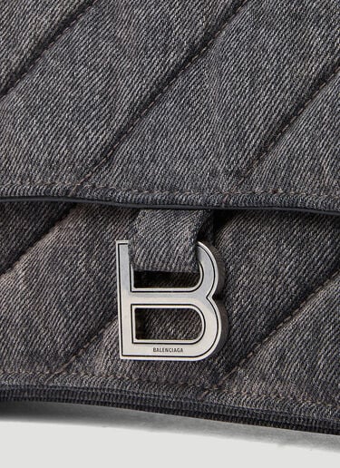 Balenciaga Crush Chain Denim Shoulder Bag Grey bal0253038