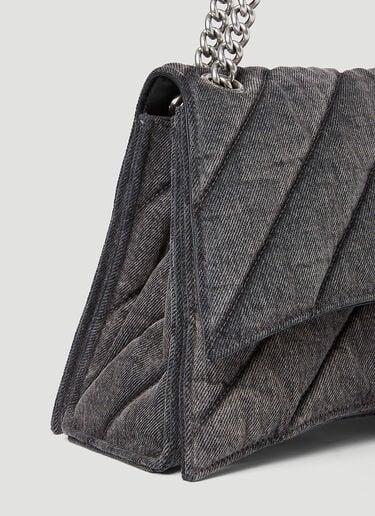 Balenciaga Crush Chain Denim Shoulder Bag Grey bal0253038