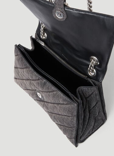 Balenciaga Crush Chain Denim Shoulder Bag Grey bal0253038