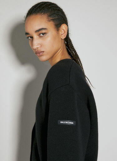 Logo Patch Wool Knit Cardigan Balenciaga Logo Patch Wool Knit Cardigan Black bal0254011