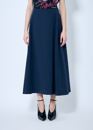 Balenciaga Cotton Midi Skirt Blue bal0259005