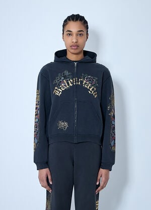 Balenciaga Tacky Tattoo Zip-Up Sweatshirt Black bal0259061