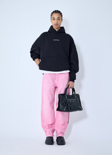 Balenciaga Logo Motif Hooded Sweatshirt Black bal0259066
