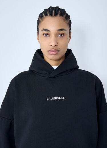 Balenciaga Logo Motif Hooded Sweatshirt Black bal0259066