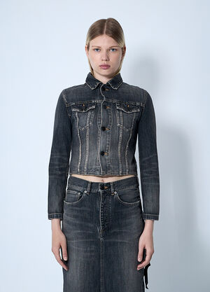 Balenciaga Lace-Up Denim Jacket Dark Grey bal0260002