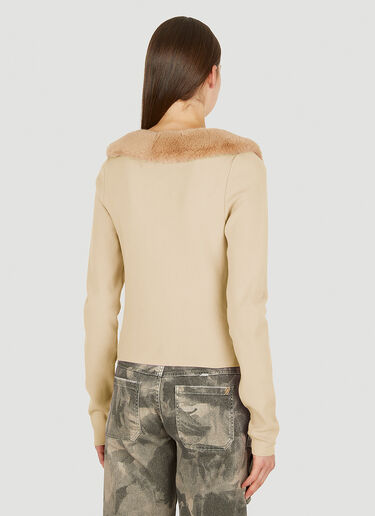 Blumarine フェイクファートリムカーディガン ベージュ blm0252006
