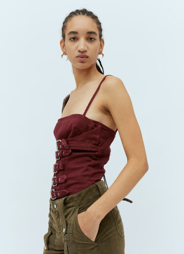 Blumarine Buckle-Strap Corset Top Burgundy blm0254004