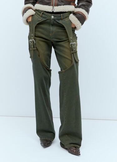 Buckle Embellished Boyfriend Jeans Blumarine Buckle Embellished Boyfriend Jeans Green blm0254005