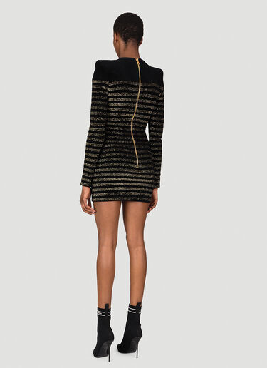 条纹平纹针织迷你连衣裙 Balmain 条纹平纹针织迷你连衣裙 黑色 bln0253013