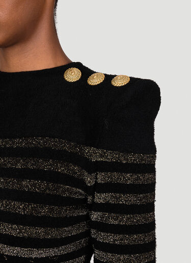 条纹平纹针织迷你连衣裙 Balmain 条纹平纹针织迷你连衣裙 黑色 bln0253013
