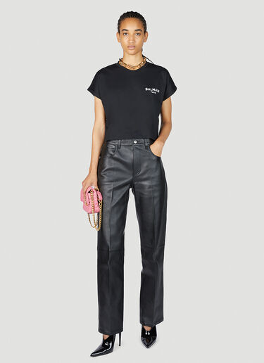 Balmain 短款徽标印花 T 恤 黑色 bln0253016