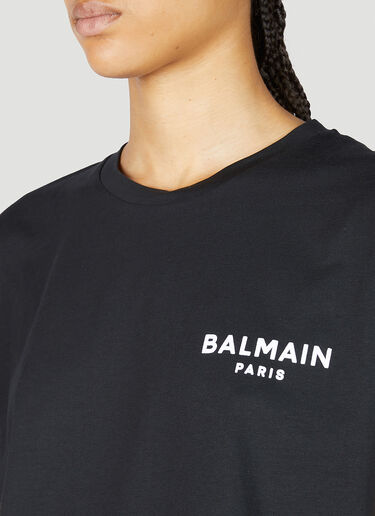 Balmain 短款徽标印花 T 恤 黑色 bln0253016