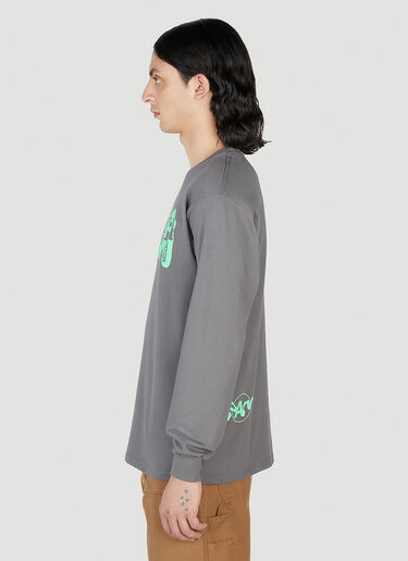 Boiler Room x P.A.M. Logo Print Long Sleeve T-Shirt Grey bor0350006
