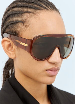 Bottega Veneta Scudo 盾形太阳镜 棕色 bos0258002