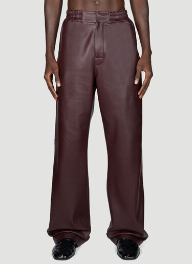 와이드 레그 가죽 팬츠 Bottega Veneta 와이드 레그 가죽 팬츠 브라운 bov0155011