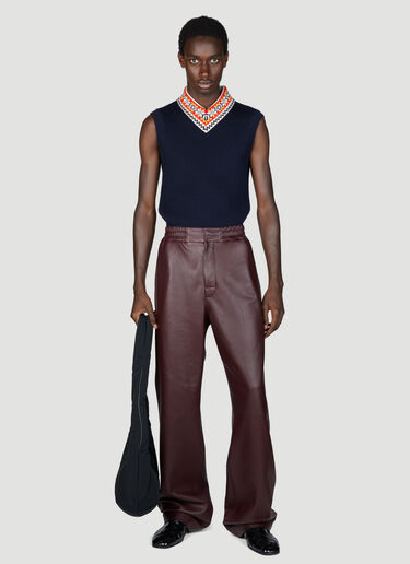 Bottega Veneta 와이드 레그 가죽 팬츠 브라운 bov0155011