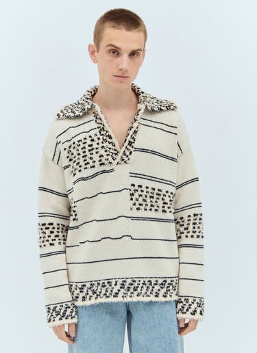 Contrast Pattern Knit Sweater Bottega Veneta Contrast Pattern Knit Sweater Cream bov0157008