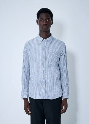 Bottega Veneta Cruched Cotton Stripe Shirt Blue bov0160004