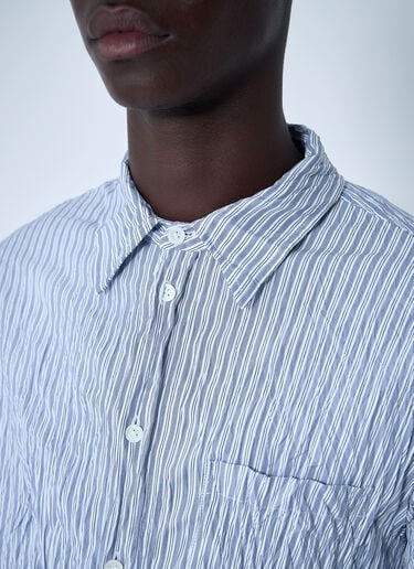 Bottega Veneta Cruched Cotton Stripe Shirt Blue bov0160004