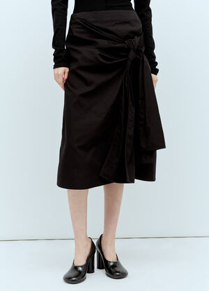 Bottega Veneta 매듭진 미디 스커트 블랙 bov0256033