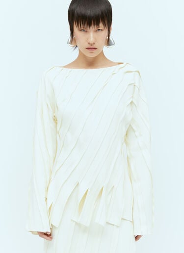 Fringe Hem Panel Top Bottega Veneta Fringe Hem Panel Top Cream bov0256036
