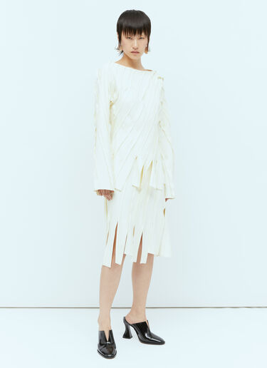 Fringe Hem Panel Skirt Bottega Veneta Fringe Hem Panel Skirt Cream bov0256037