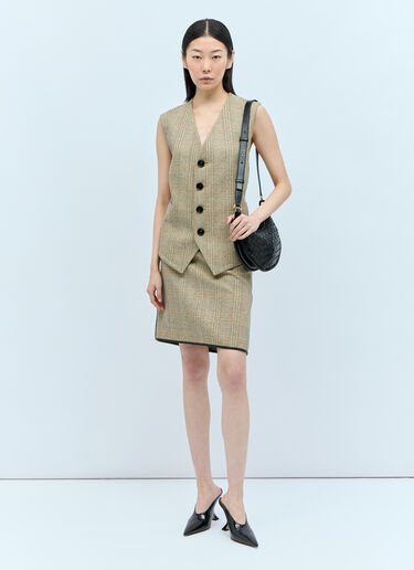 Prince Of Wales Midi Skirt Bottega Veneta Prince Of Wales Midi Skirt Beige bov0257008
