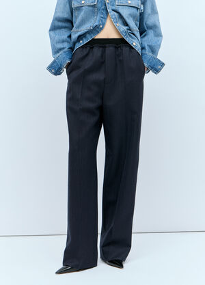 Bottega Veneta 스트라이프 울 팬츠 블랙 bov0257009