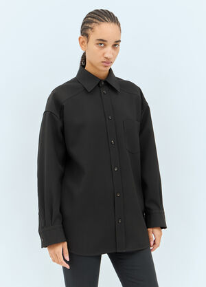 Bottega Veneta Wool Twill Shirt Black bov0258002