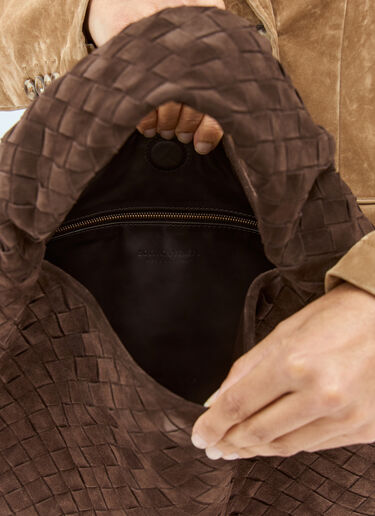 Bottega Veneta 大号 Hop 麂皮单肩包  棕色 bov0258019