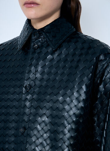 Intrecciato Leather Overshirt Bottega Veneta Intrecciato Leather Overshirt Black bov0259004