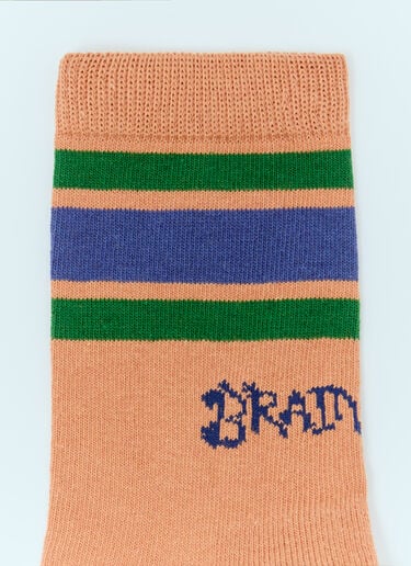 Brain Dead 徽标条纹短筒袜 橙色 bra0156009