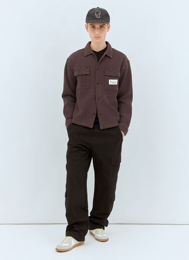 Brain Dead Waffle Button-Down Shirt Brown bra0158001