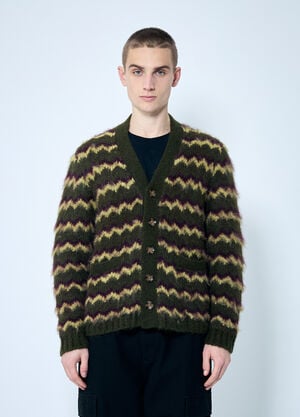 Brain Dead Zig Zag Striped Cardigan Green bra0158009