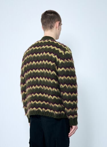 Zig Zag Striped Cardigan Brain Dead Zig Zag Striped Cardigan Green bra0158009